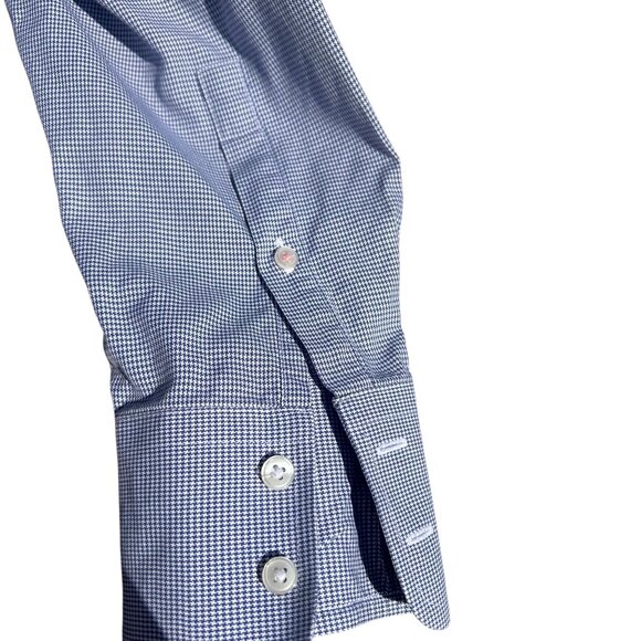 Thomas Pink Navy Blue Houndstooth Shirt The Sterling Slim Fit 15.5 - 34 - Picture 4 of 5